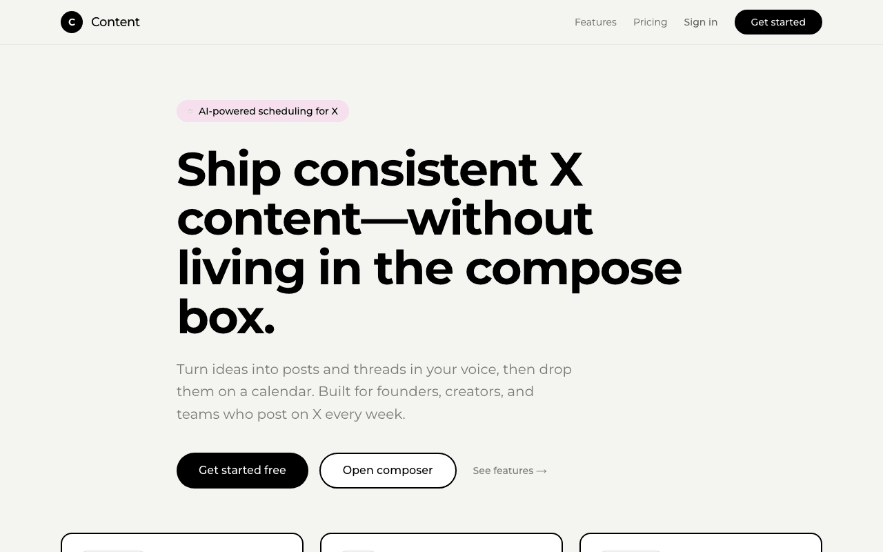 Content Calendar product preview