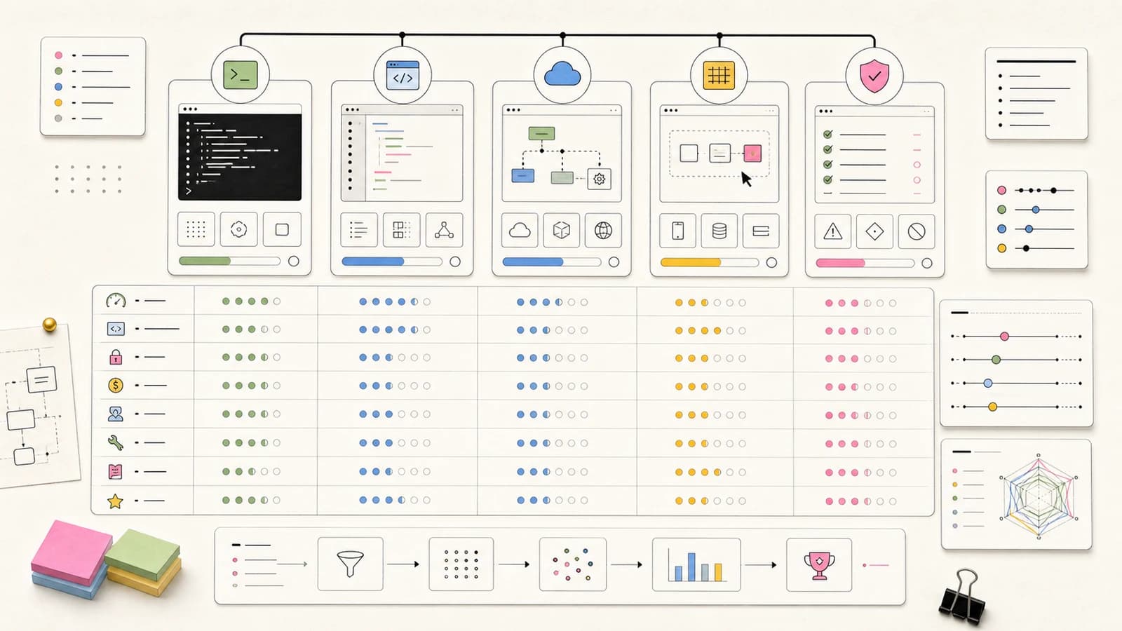 Abstract ranking board for AI coding tools