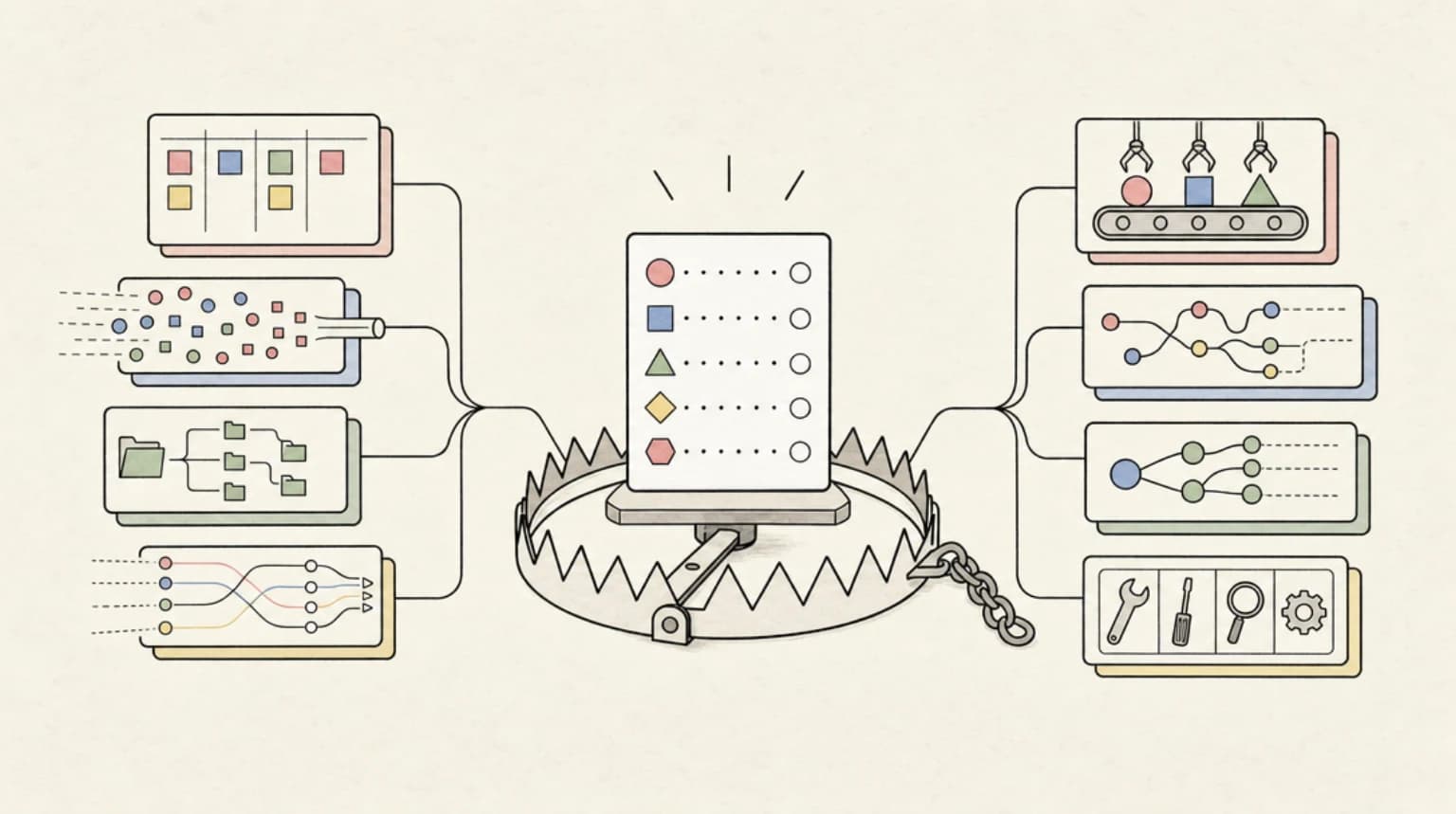 Abstract systems illustration for The Benchmark Trap