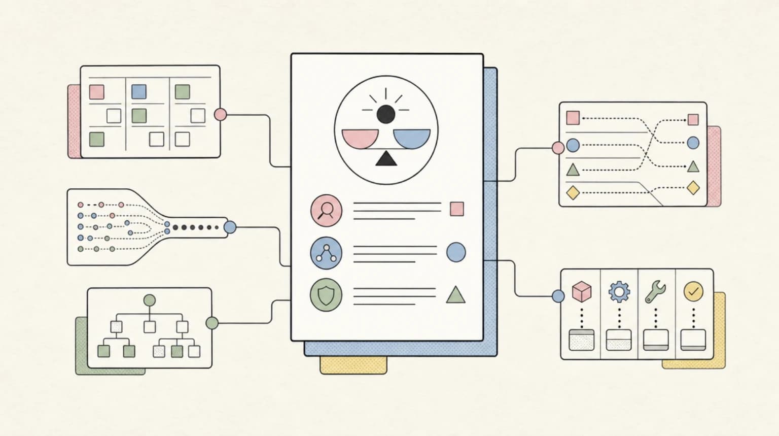 Abstract systems illustration for What the Essay Actually Does Well