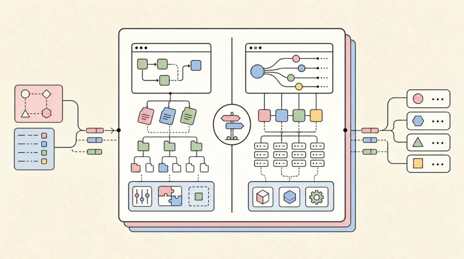 Abstract systems illustration for Practical Guidance: Protocol vs Direct SDK