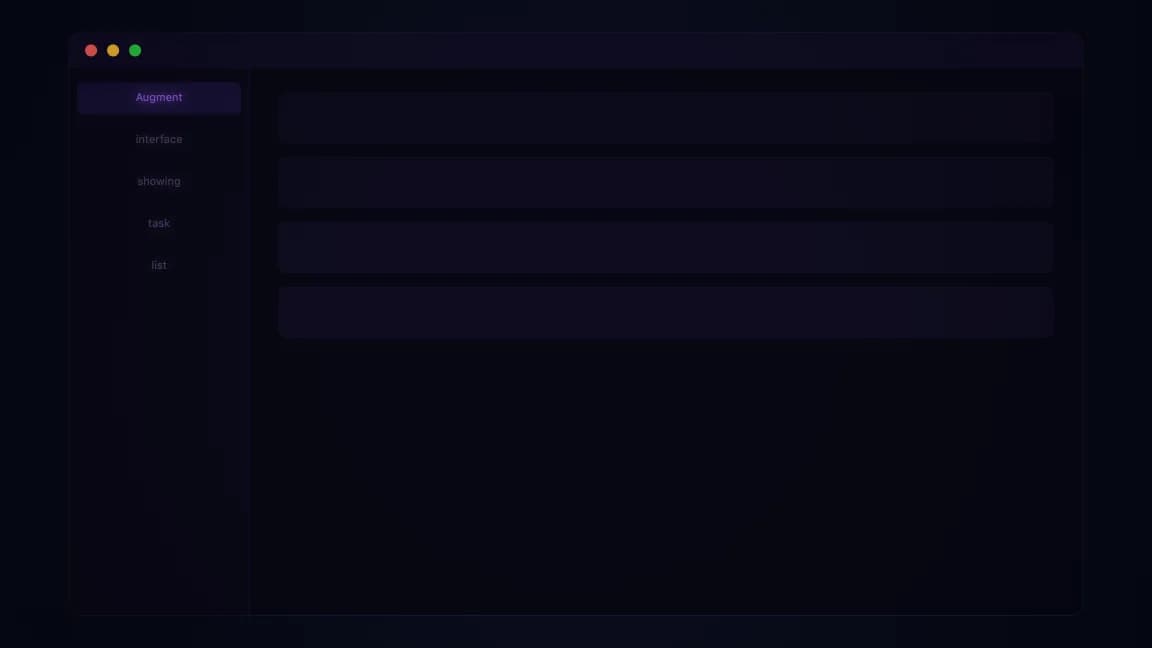 Augment interface showing task list creation