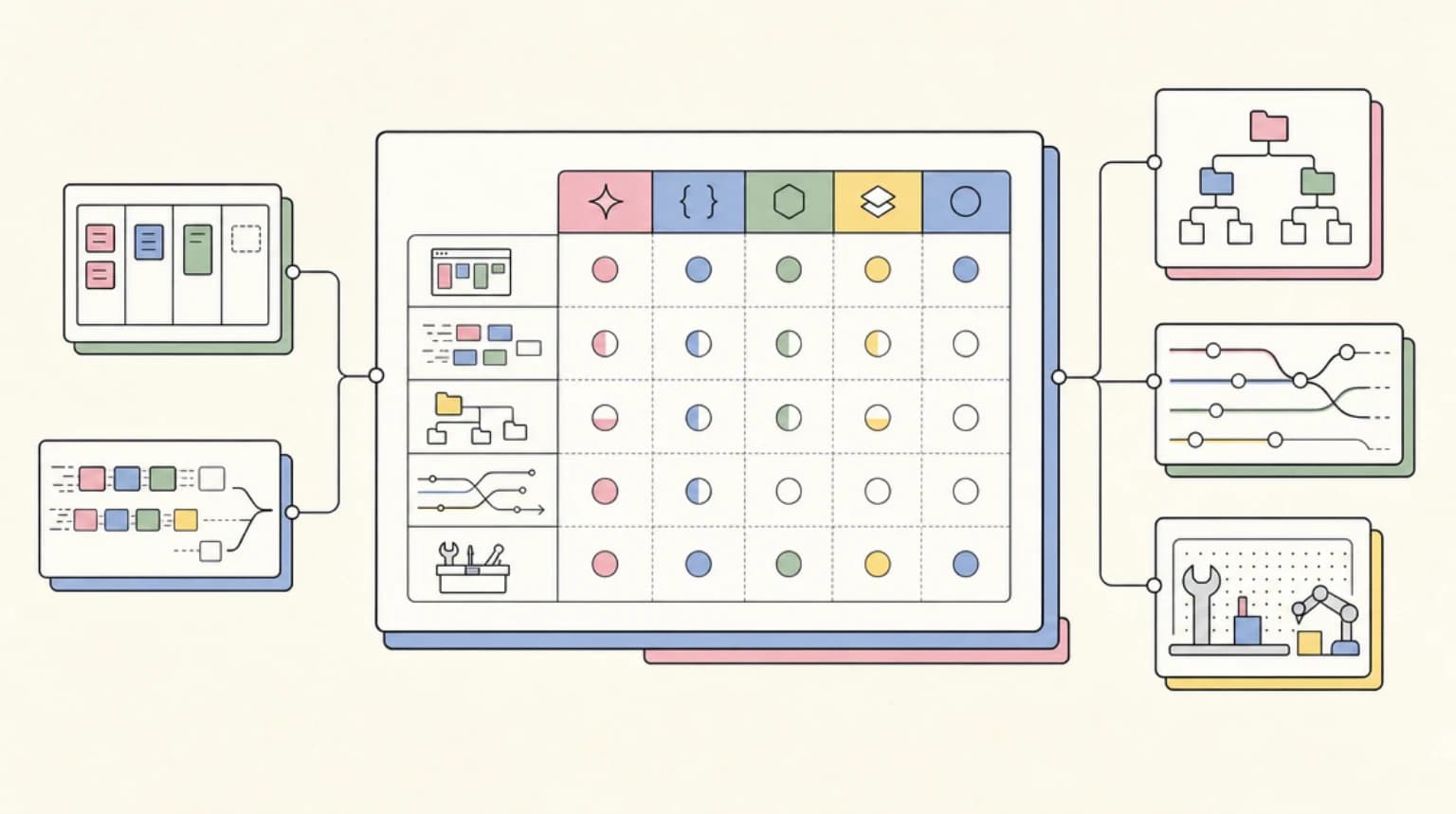 Abstract systems illustration for The 2026 Tool Matrix