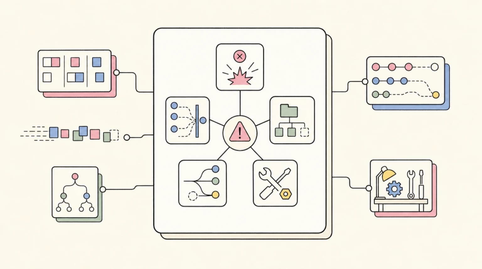 Abstract systems illustration for The five error categories that matter