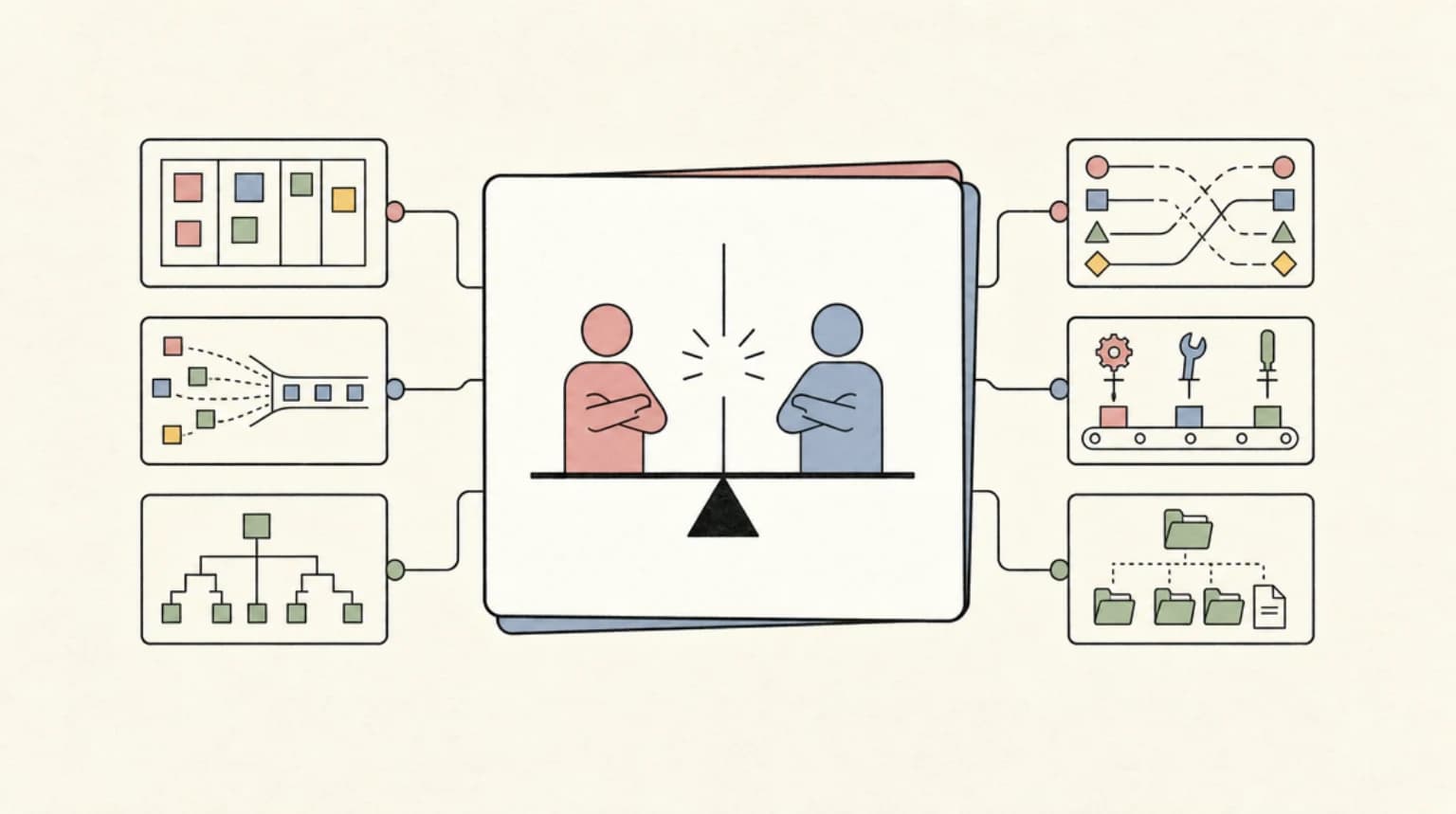 Abstract systems illustration for The opposing view