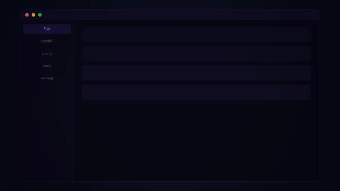 Five parallel sub-agents each working in isolated worktrees, building separate SaaS landing page variations