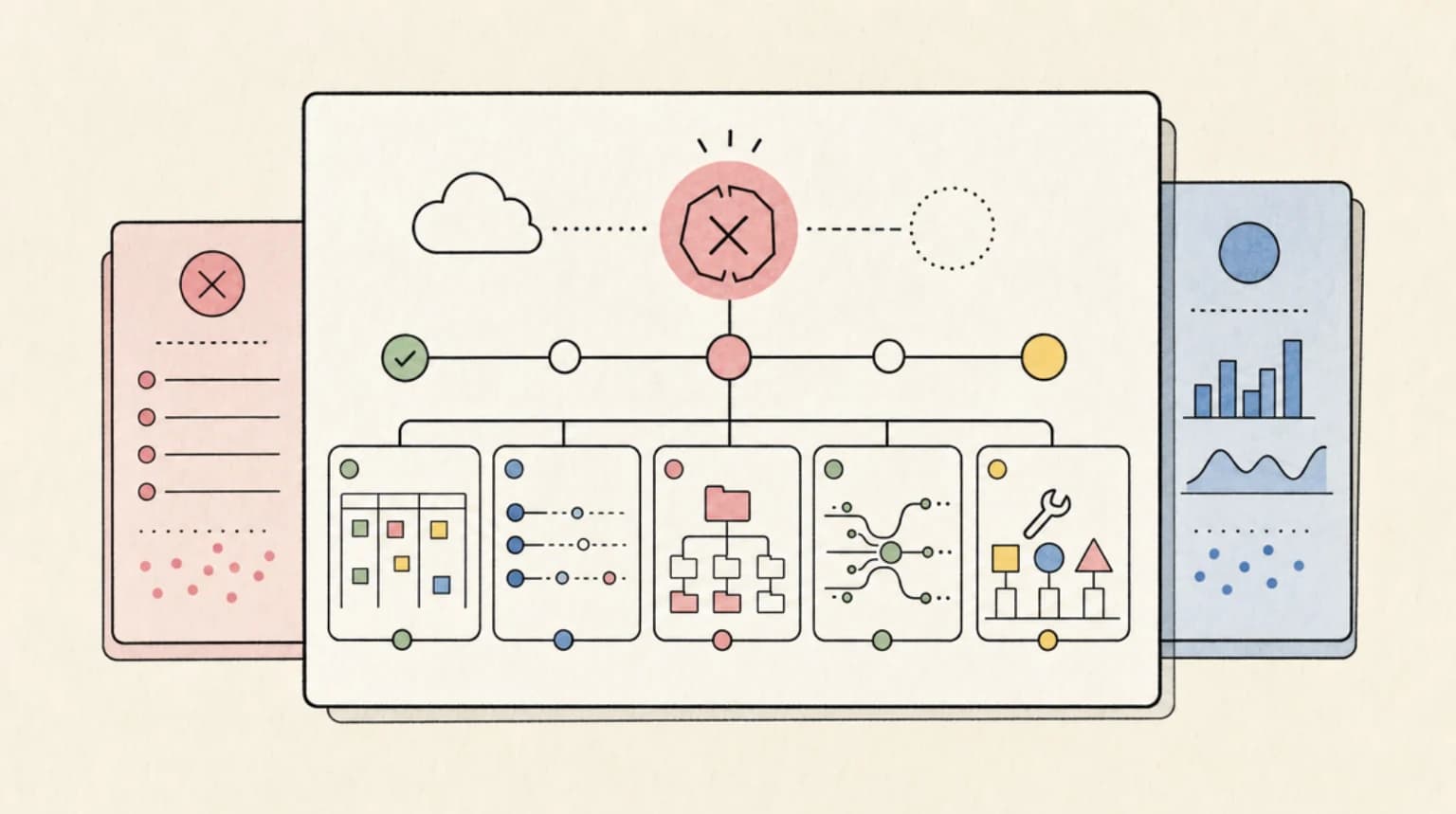 Abstract systems illustration for What Actually Happened