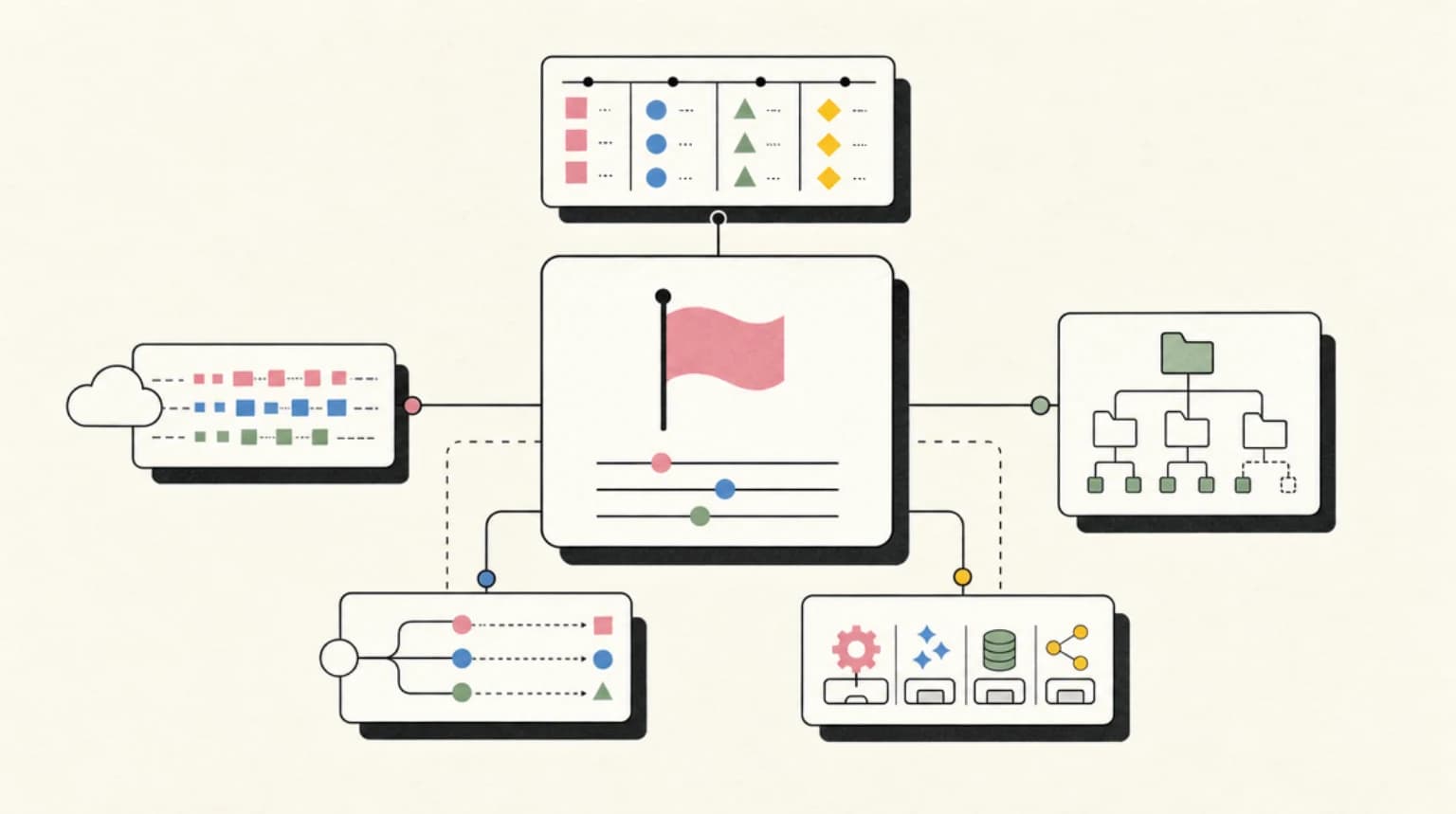 Abstract systems illustration for Where It Fits in the Agent Stack