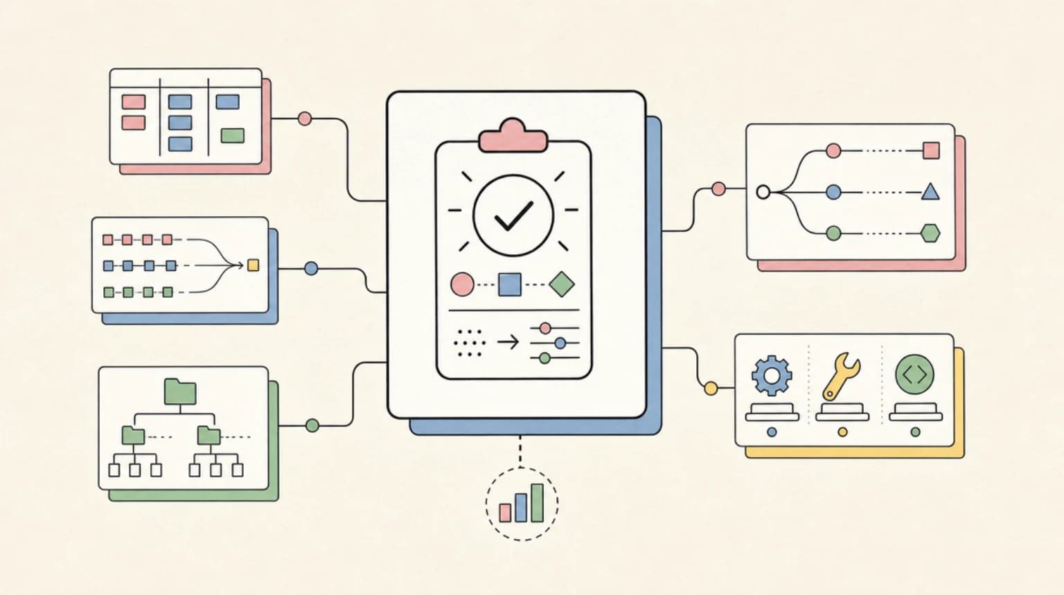Abstract systems illustration for The Automation Test