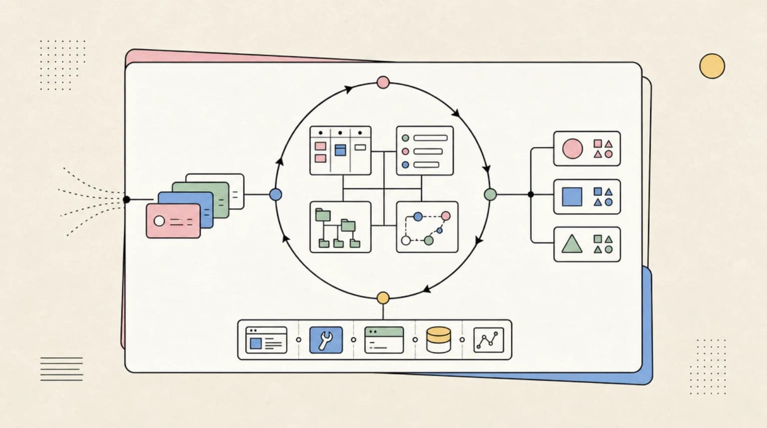 Abstract systems illustration for Why Loops Beat One-Shot Agents