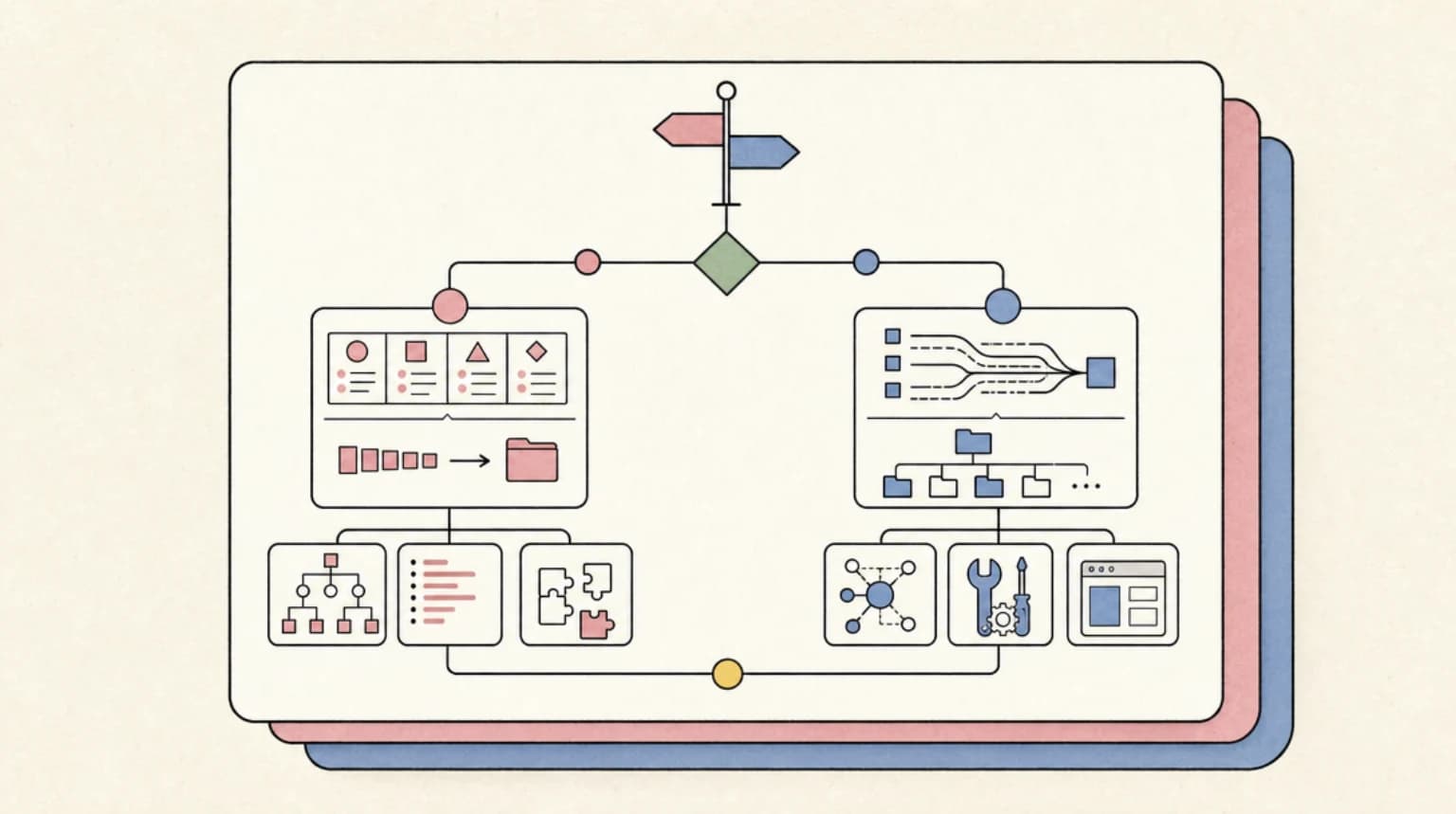 Abstract systems illustration for TL;DR decision path