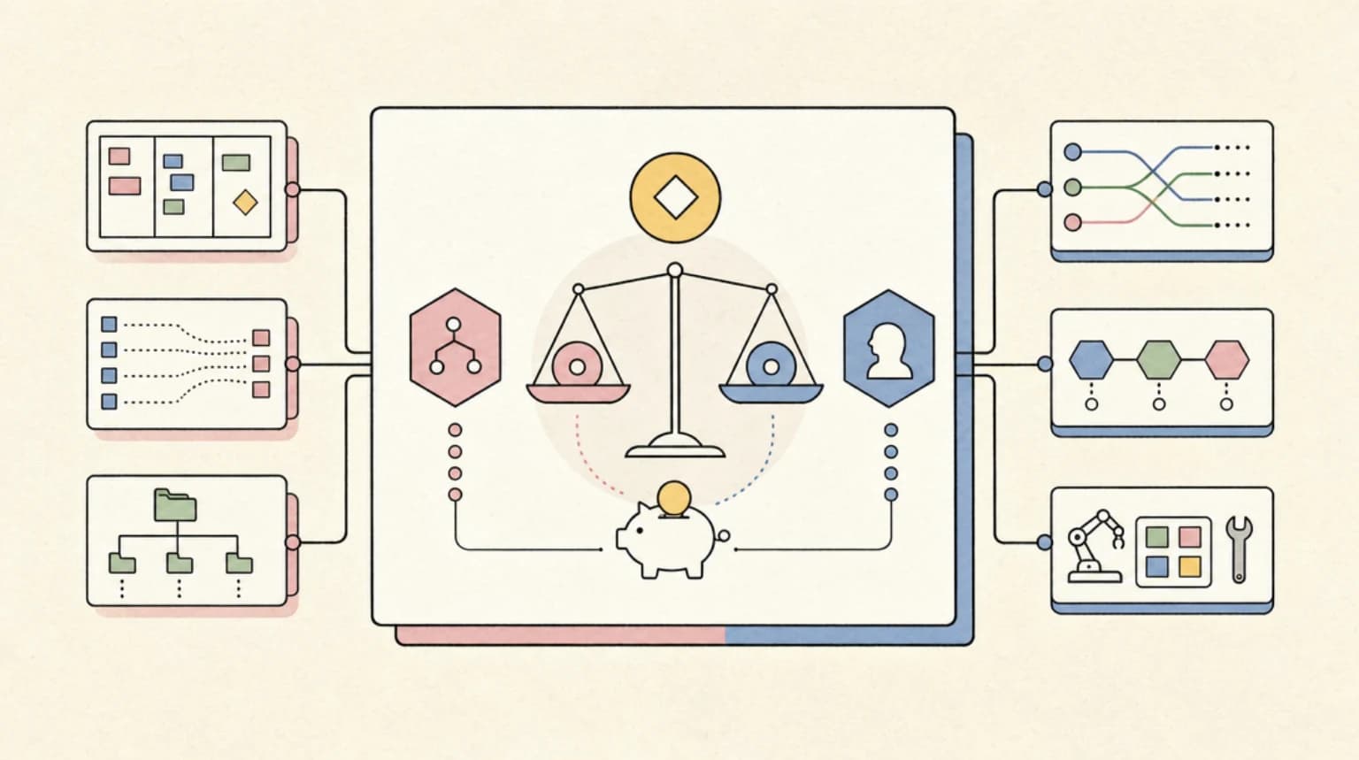 Abstract systems illustration for Round 4: cost