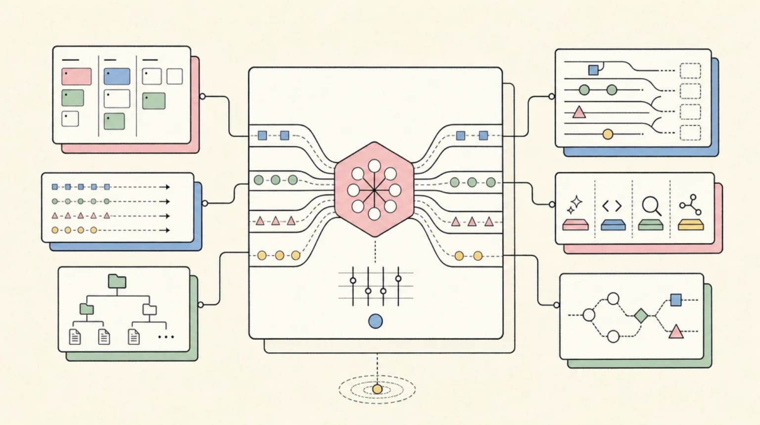 Abstract systems illustration for How Claude 4 Changes the IDE Calculus