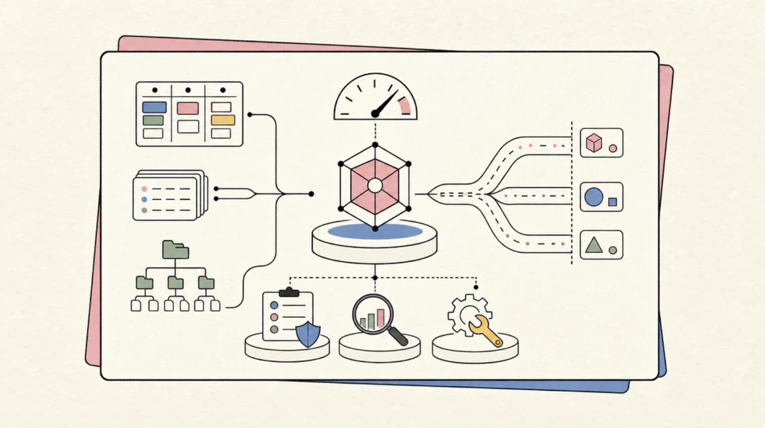 Abstract systems illustration for Open-Weight Models Above the Threshold