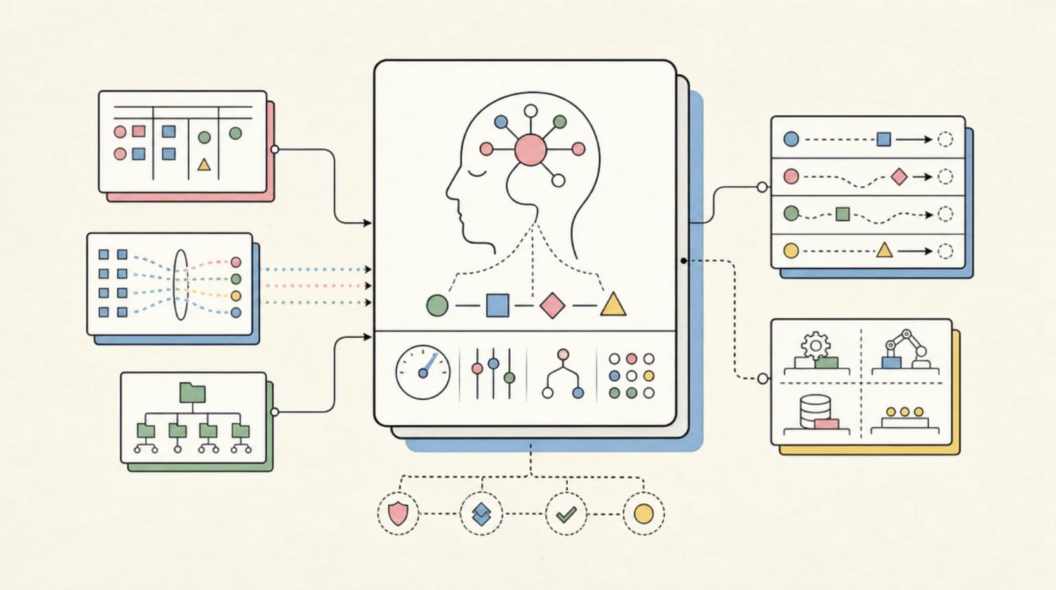 Abstract systems illustration for Adaptive Thinking: Always On, Never Shown
