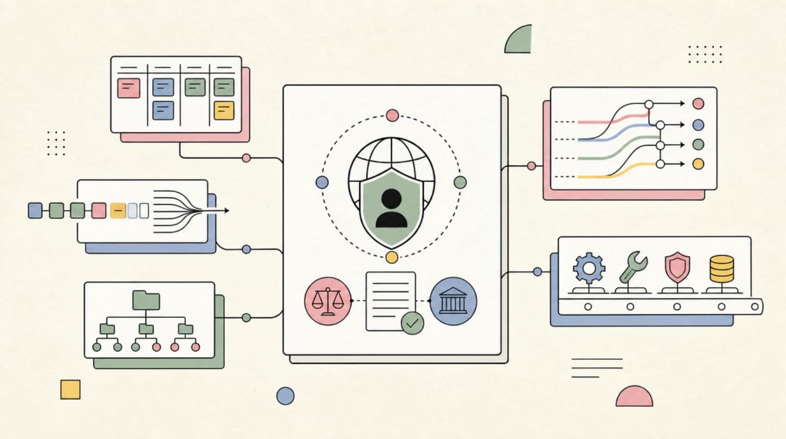 Abstract systems illustration for GDPR and International Compliance