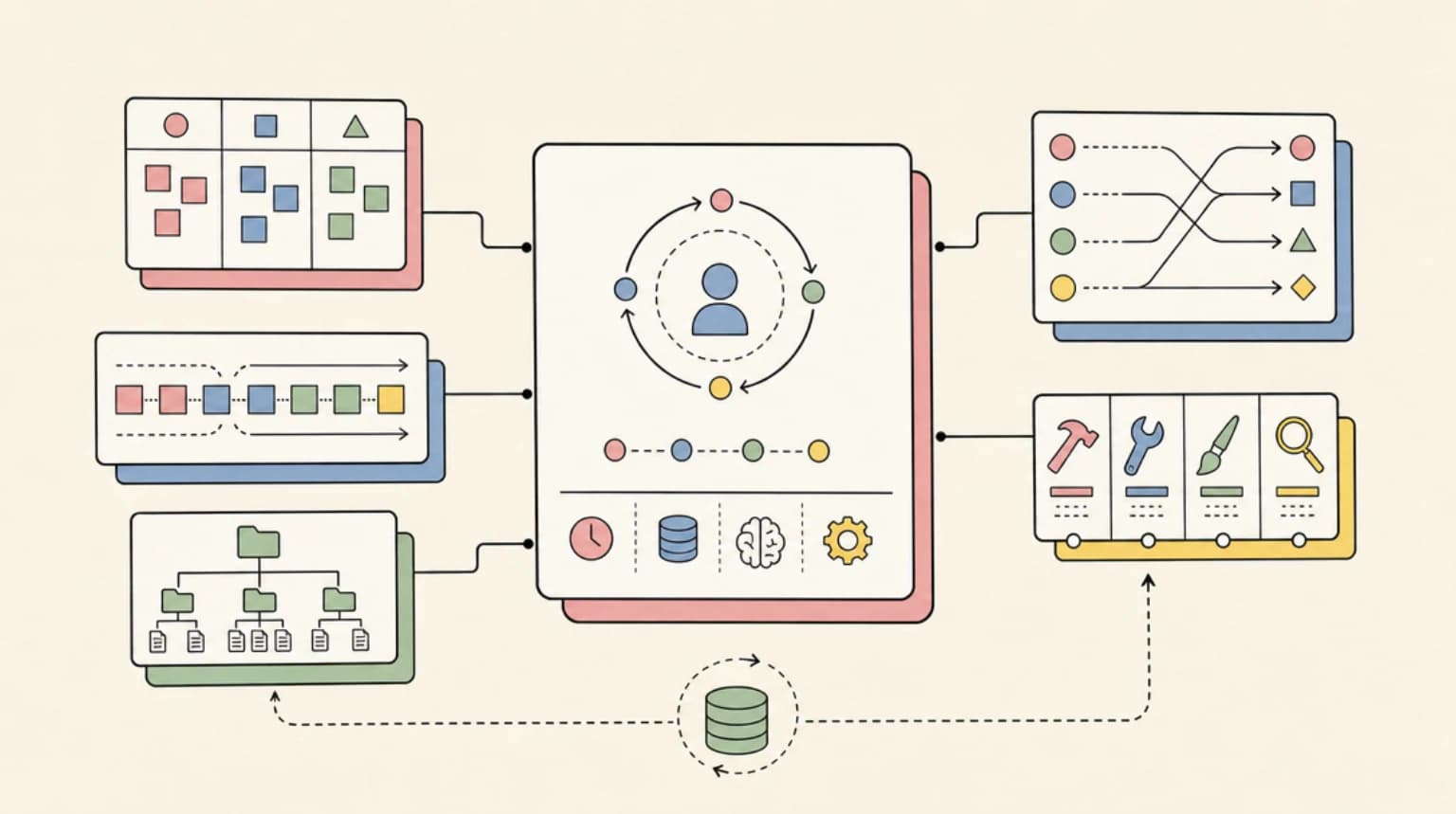 Abstract systems illustration for The Multi-Session Pattern That Makes It Pay