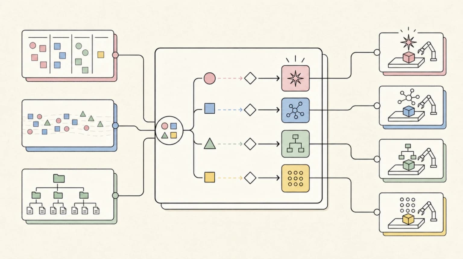 Abstract systems illustration for Multi-Model Routing: Reserve Fable for What Earns It
