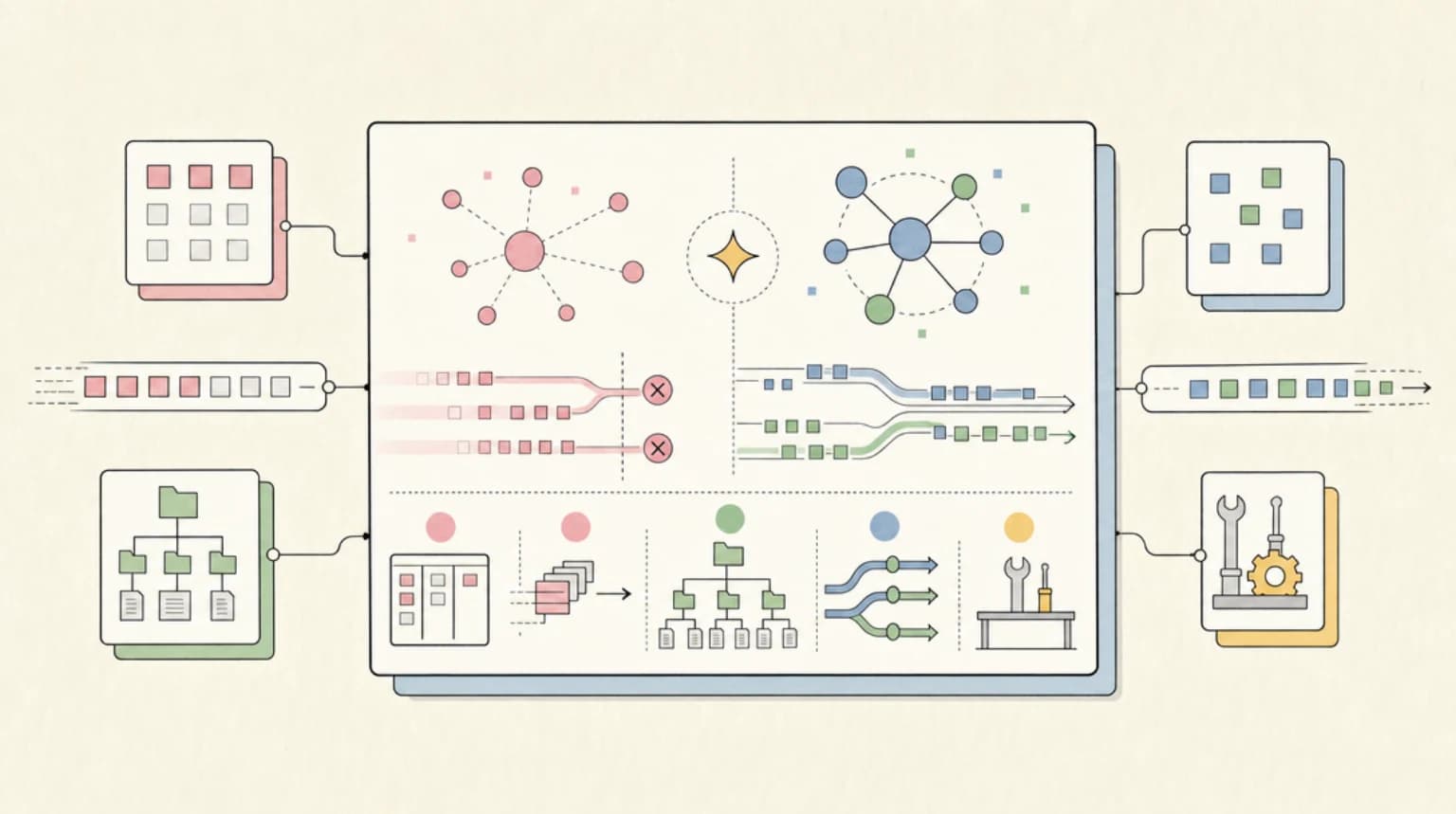 Abstract systems illustration for Mythos 5 vs. Fable 5: What Project Glasswing Gets