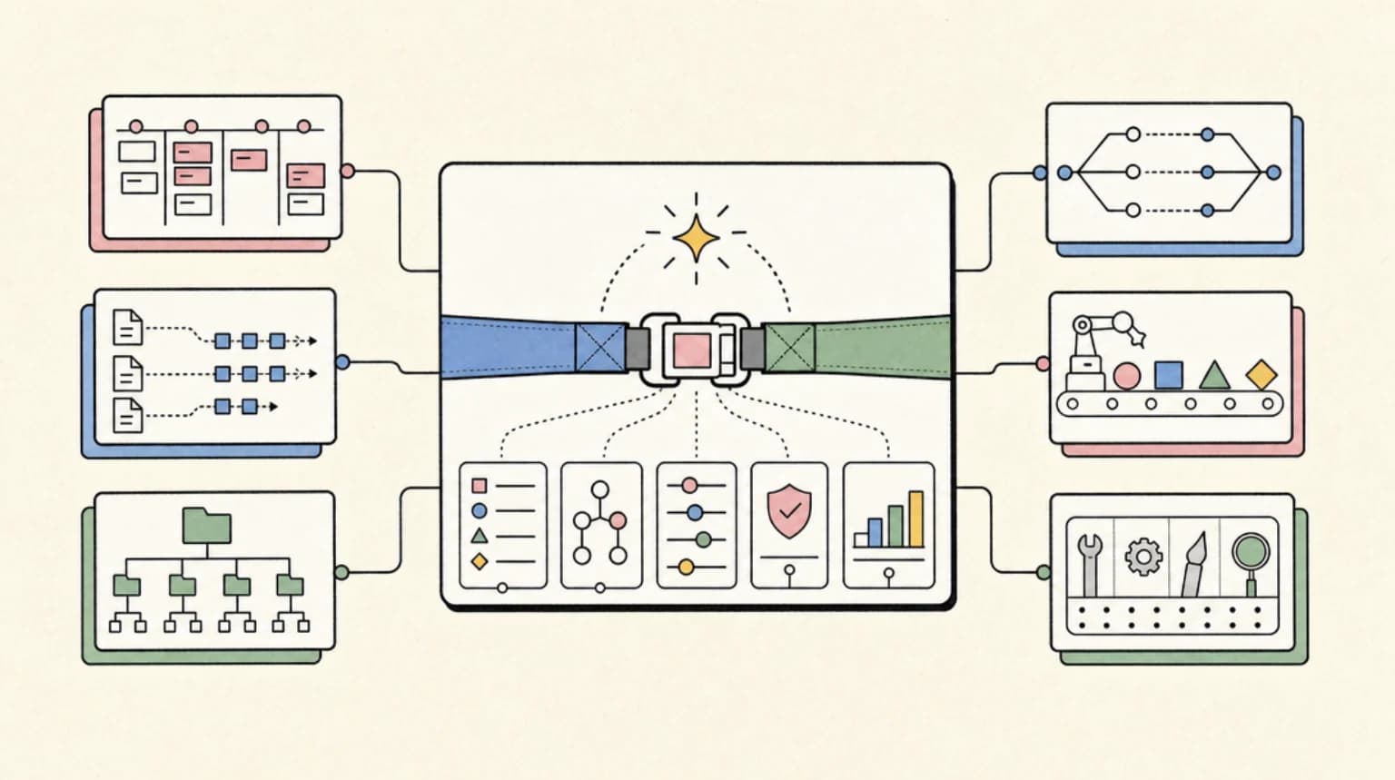 Abstract systems illustration for What Forge Actually Adds