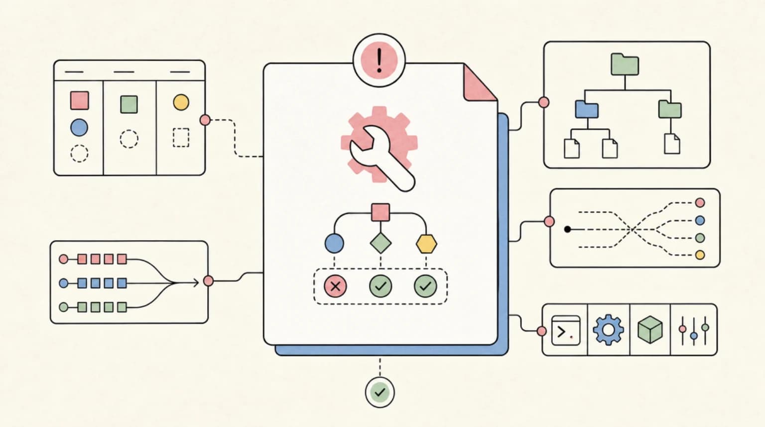 Abstract systems illustration for Step 5: Fix the MCP Config (Critical)