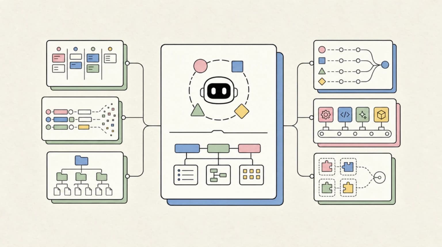 Abstract systems illustration for How This Compares