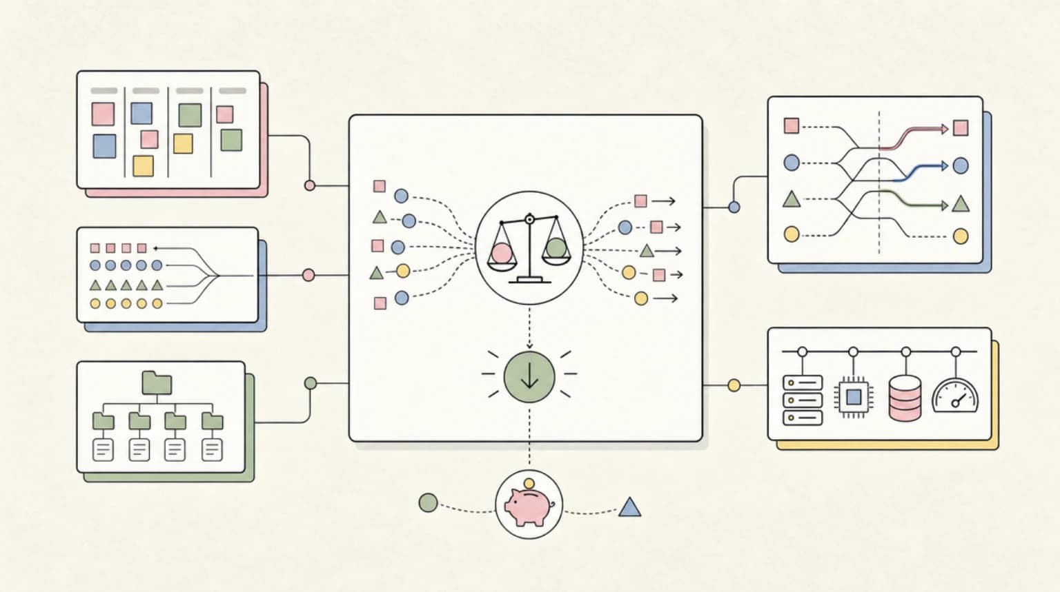 Abstract systems illustration for The Per-Token Cost Picture