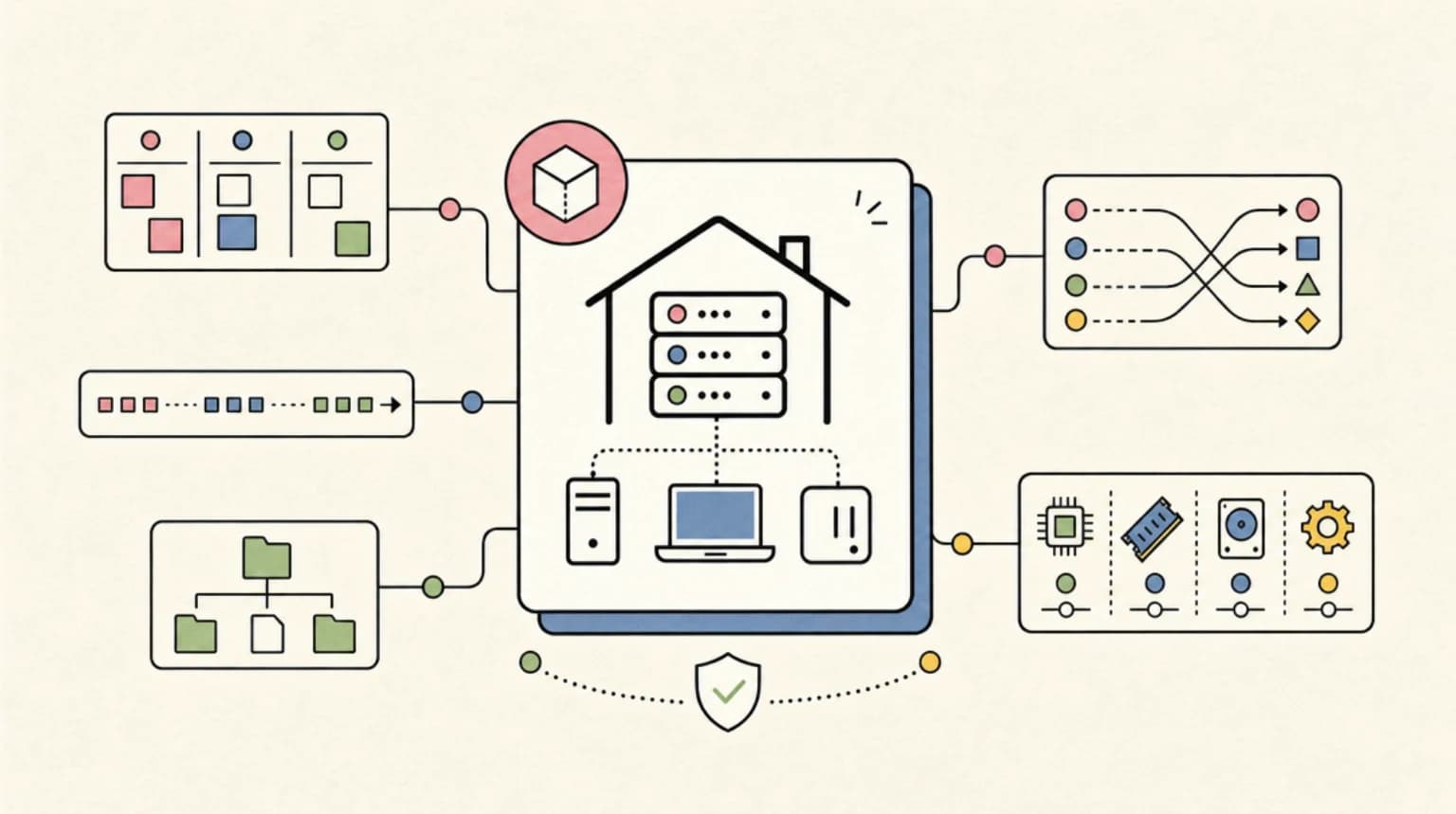 Abstract systems illustration for Local and self-host