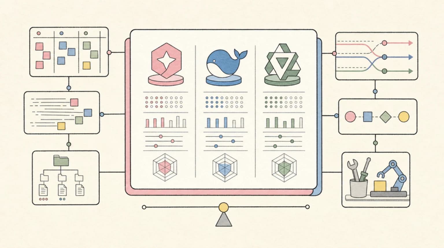 Abstract systems illustration for The Contenders at a Glance