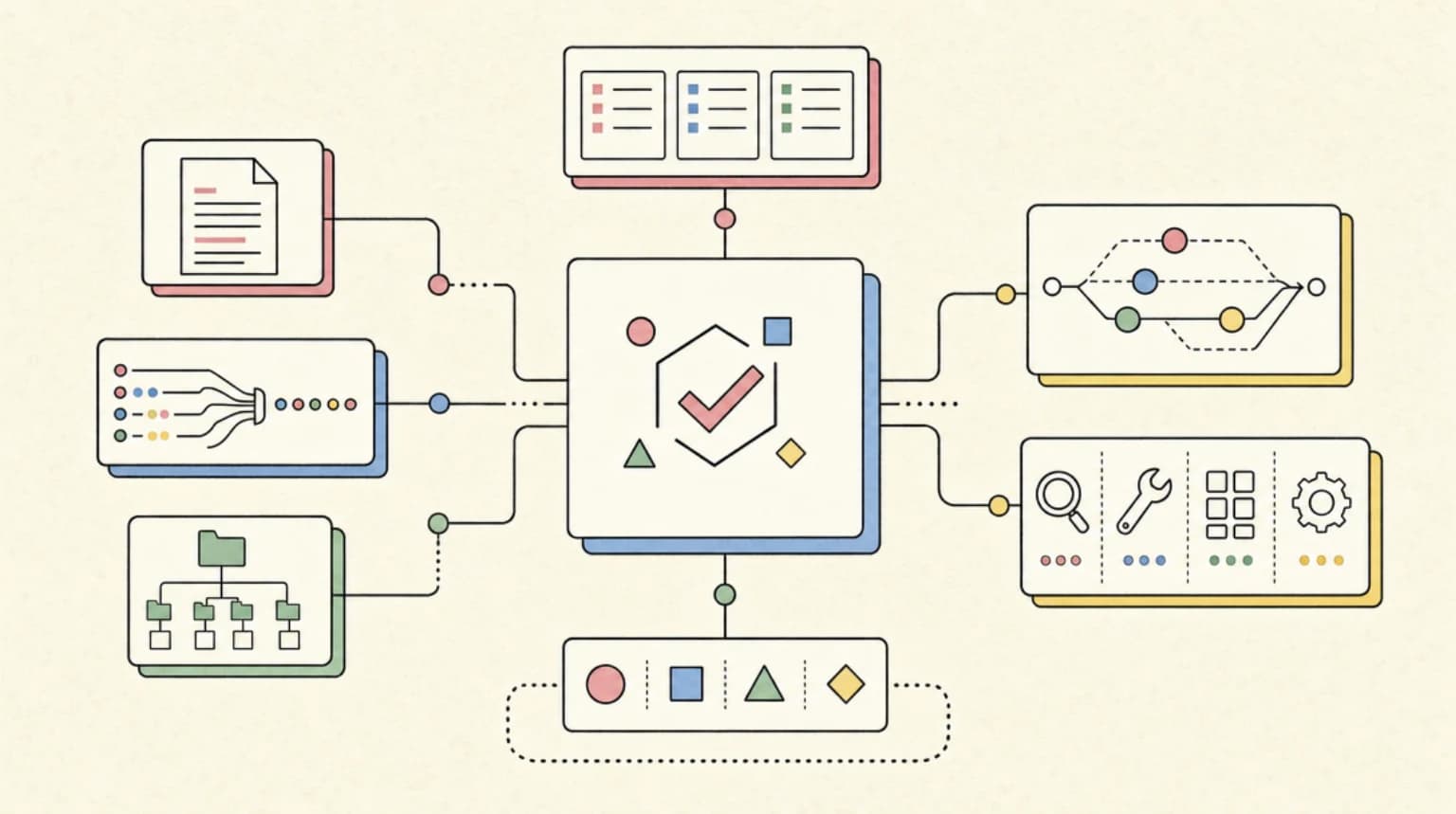 Abstract systems illustration for Where it fits the agent stack