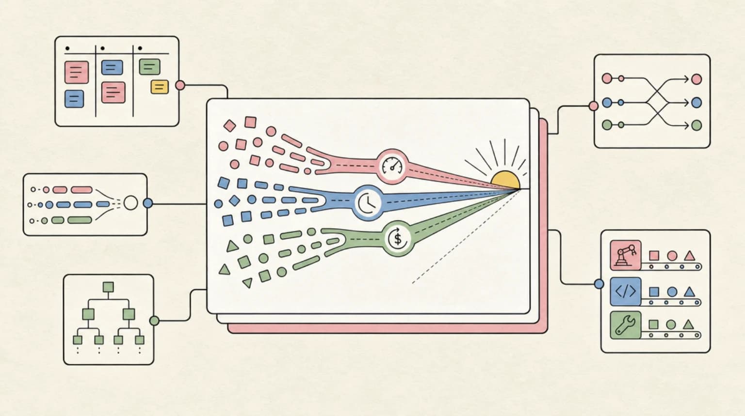 Abstract systems illustration for The Speed and Cost Frontier