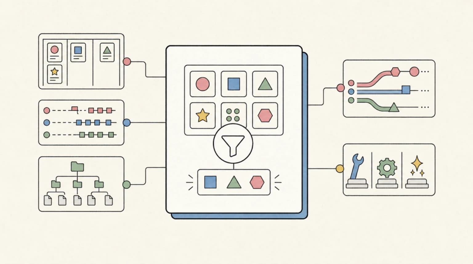 Abstract systems illustration for The best agents need fewer generic words