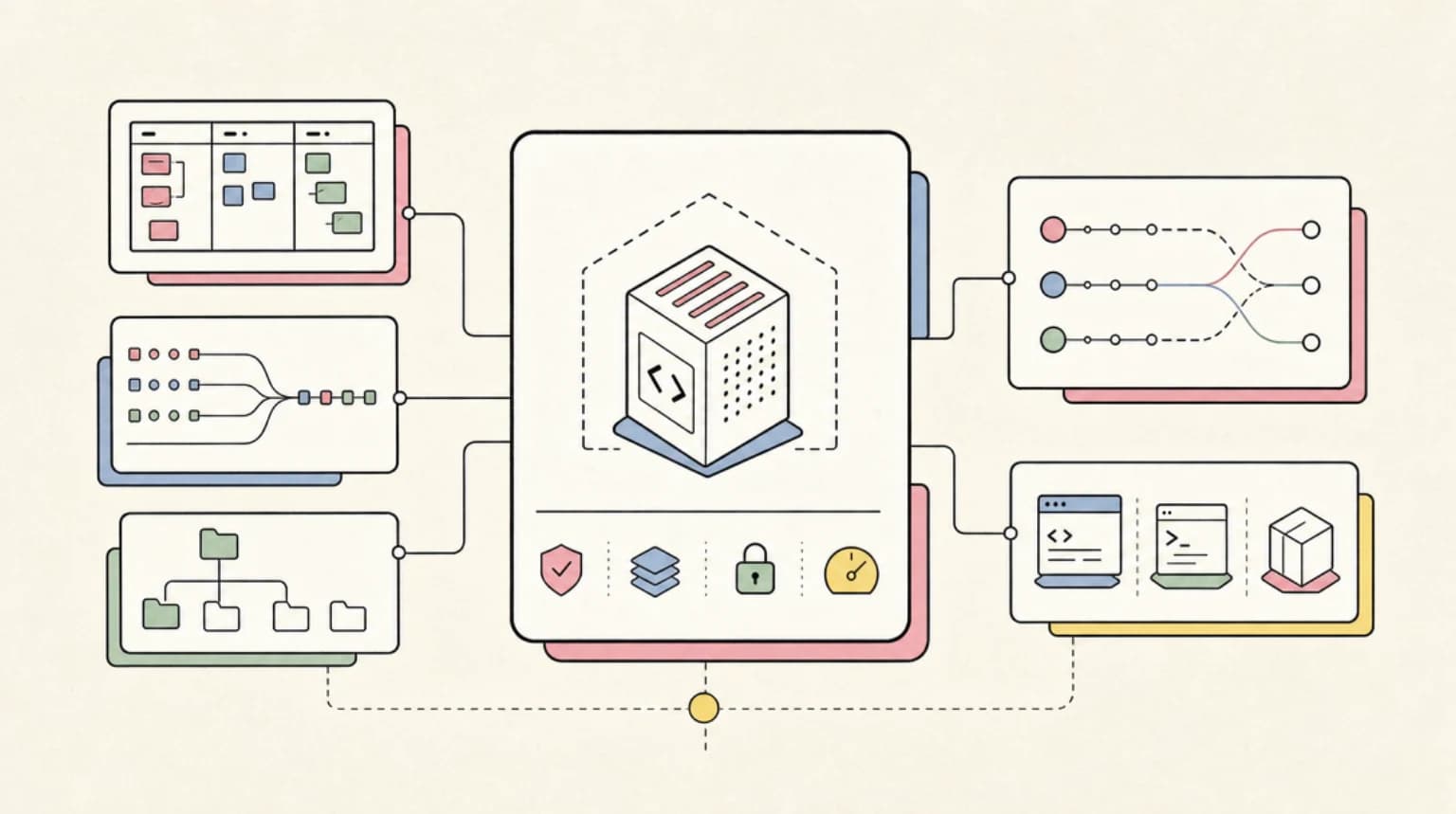 Abstract systems illustration for Self-Hosting Options