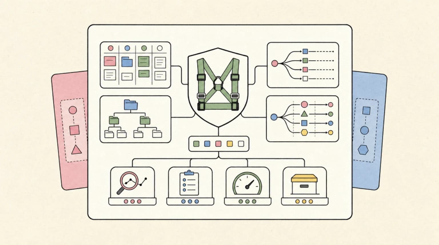 Abstract systems illustration for The Minimum Viable Harness