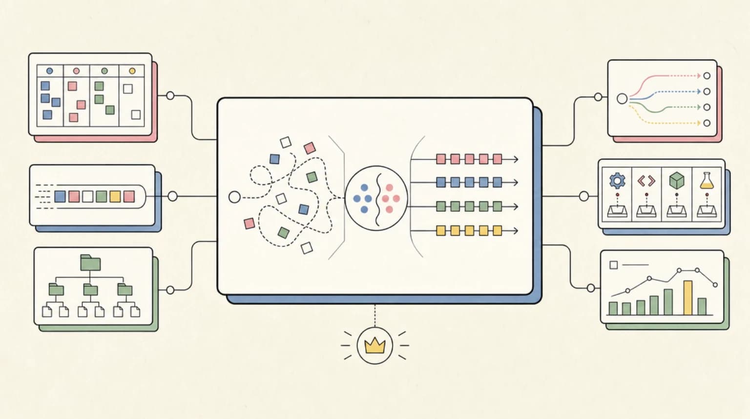 Abstract systems illustration for Where Mercury 2 Beats Autoregressive