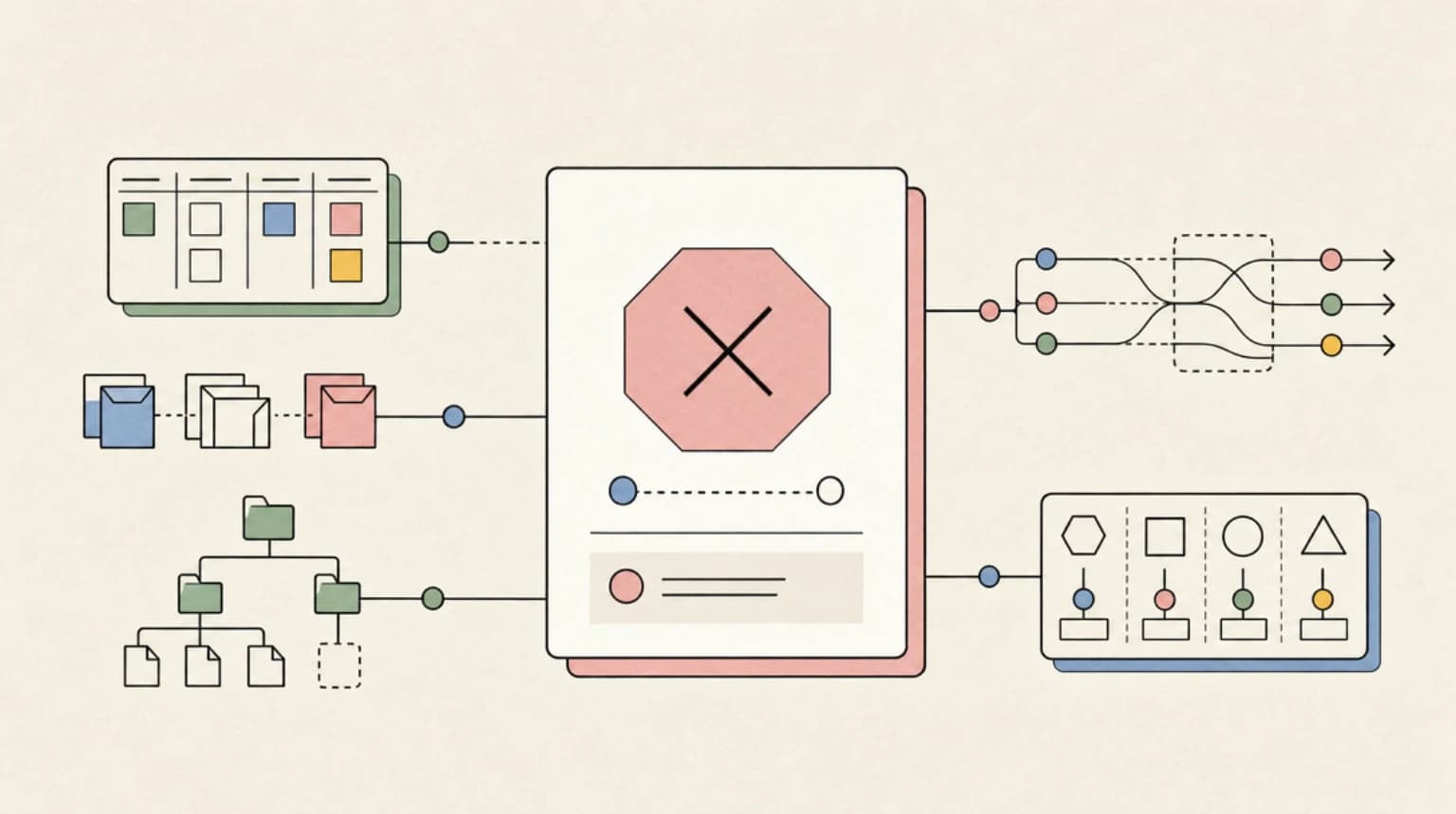 Abstract systems illustration for 1. thinking: disabled is now a 400 error