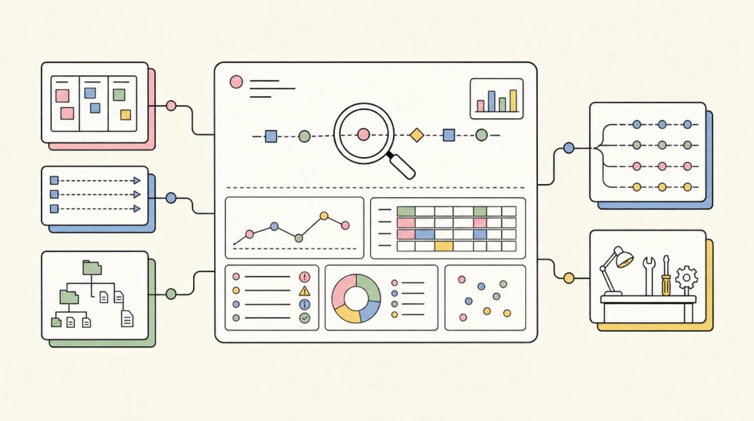 Abstract systems illustration for Debugging And Observability