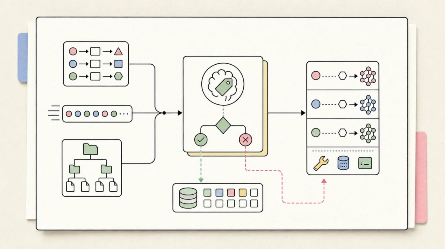 Abstract systems illustration for Pattern 5: Cache-Aware Routing (the cheapest token is the one you skip)