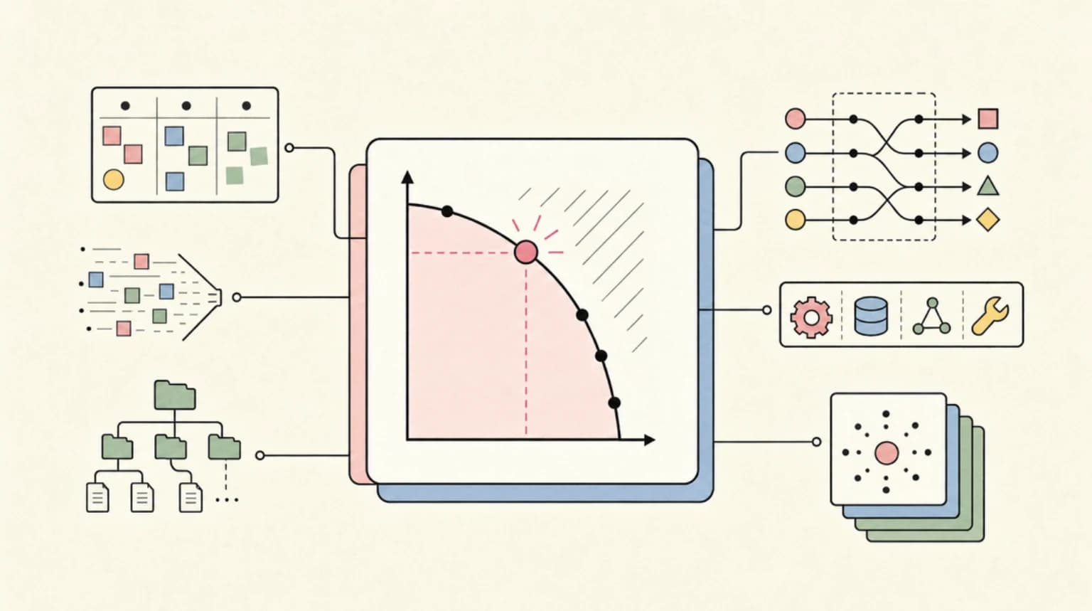 Abstract systems illustration for The Pareto Frontier Point