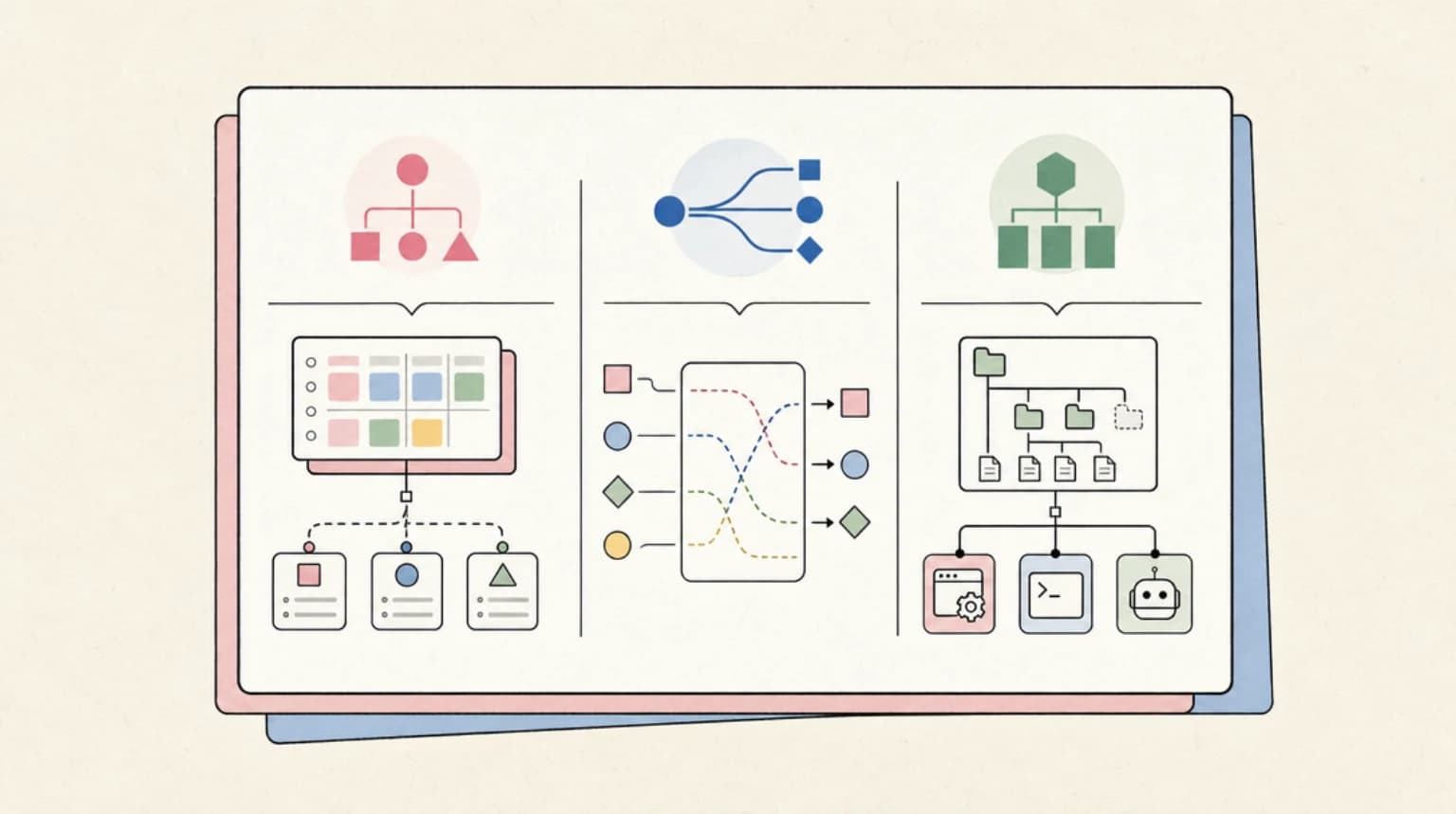 Abstract systems illustration for The Three Things Omnigent Does