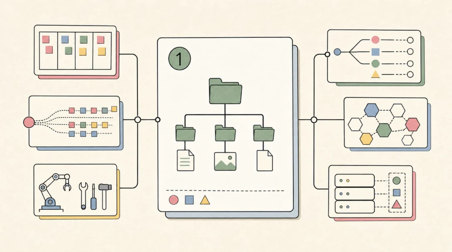 Abstract systems illustration for 1. Filesystem