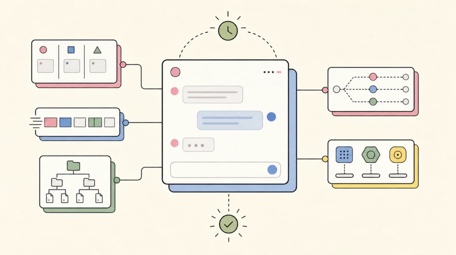 Abstract systems illustration for ChatKit: Embed in Under 30 Minutes