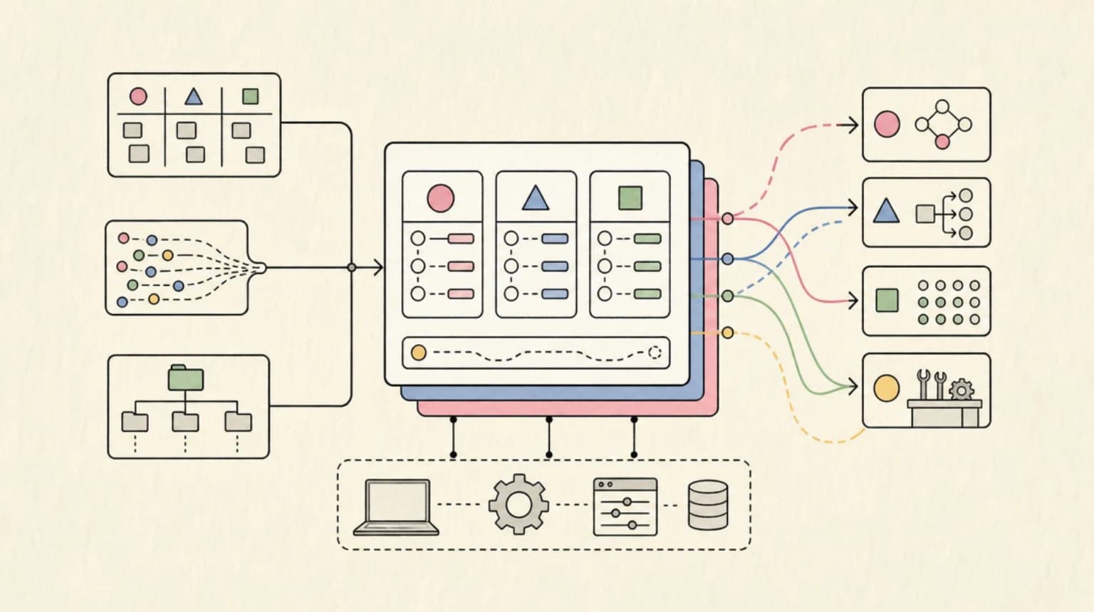 Abstract systems illustration for Where This Fits With Local and OS-Level Model Routing