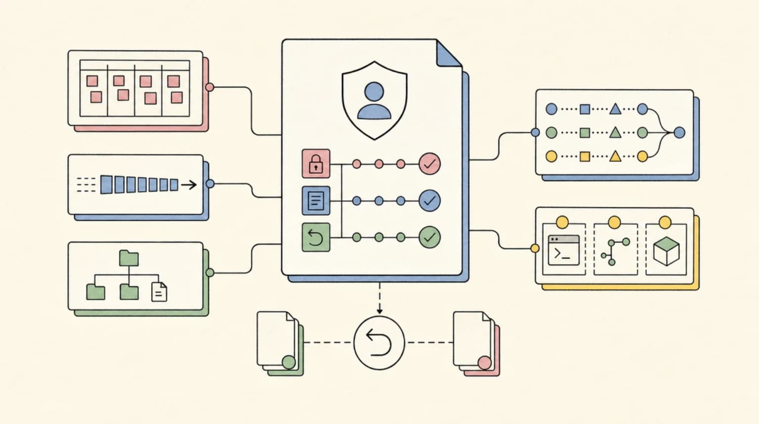 Abstract systems illustration for A Practical Policy For Coding Agents