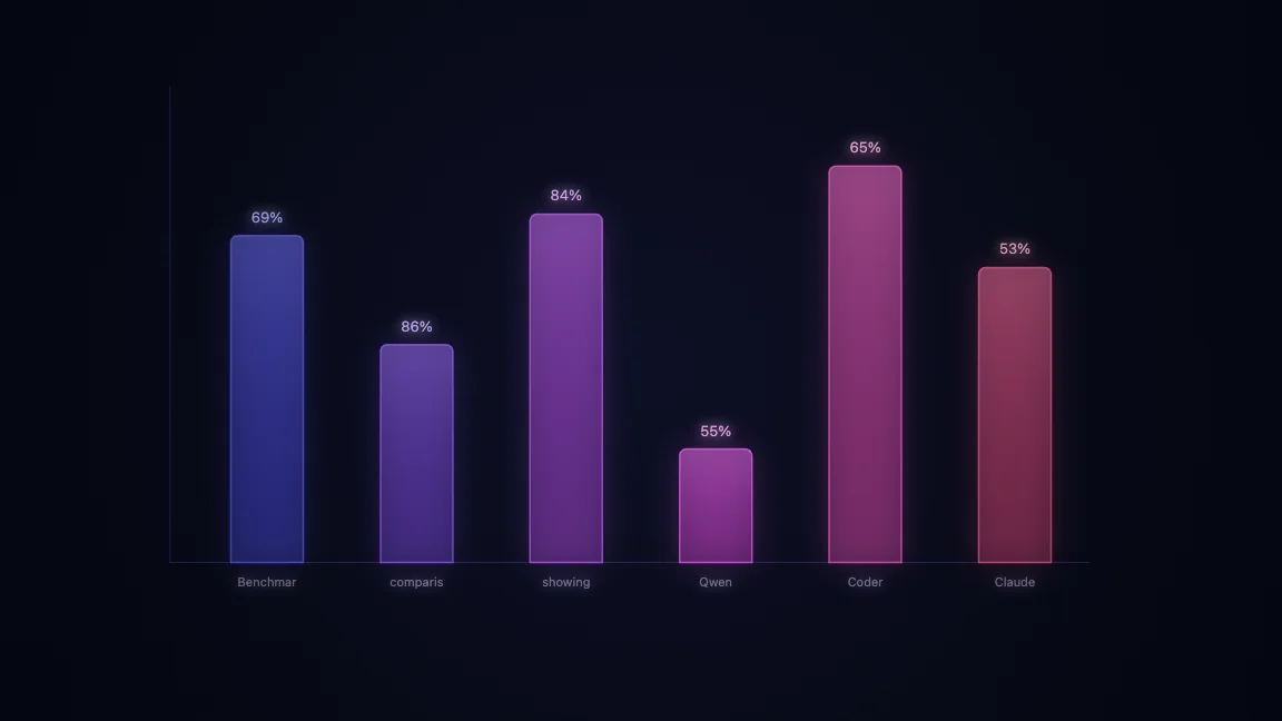 Benchmark comparison showing Qwen 3 Coder vs Claude 4 Sonnet and Kimi K2