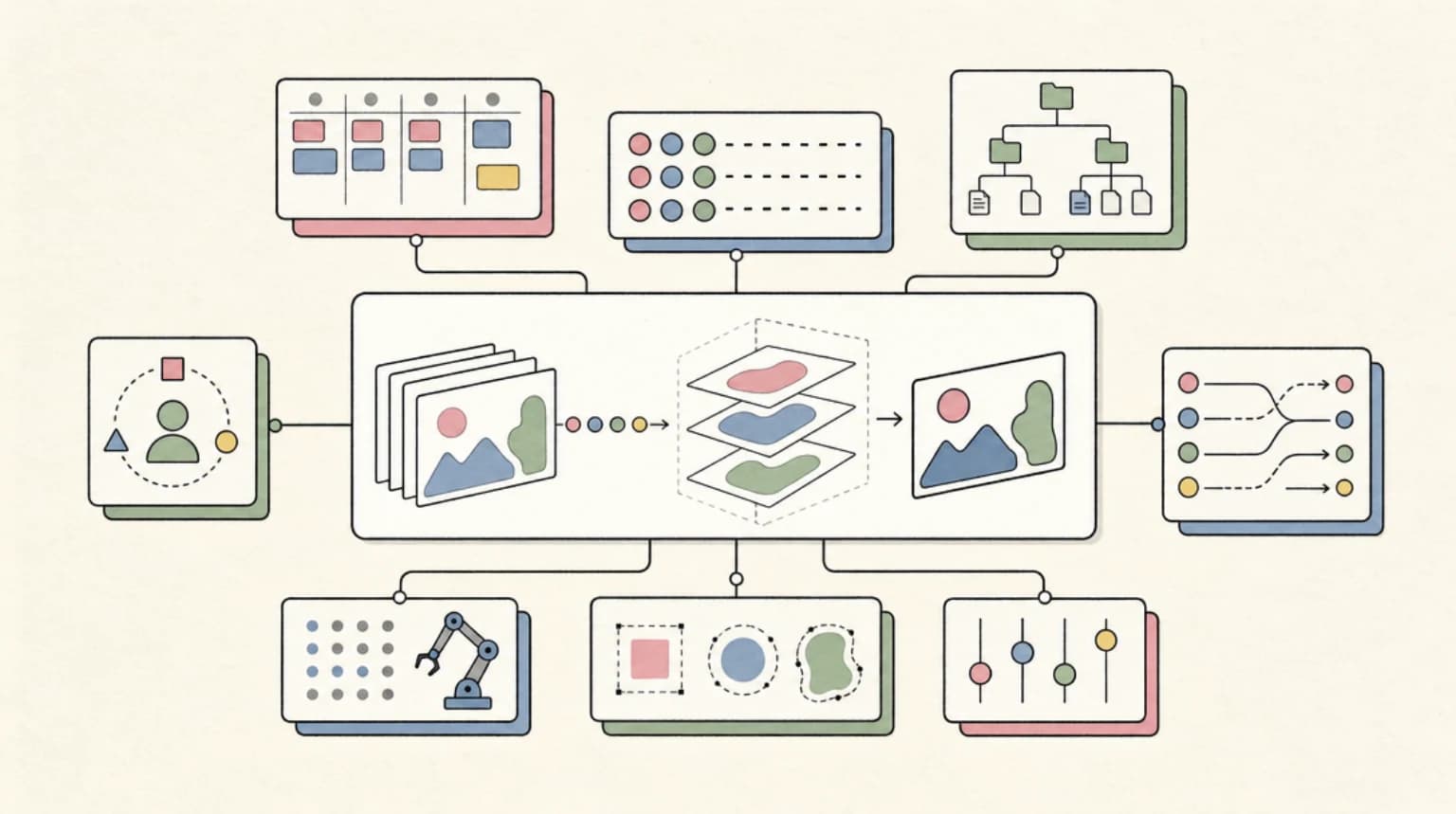 Abstract systems illustration for Where This Fits in the Agent Stack