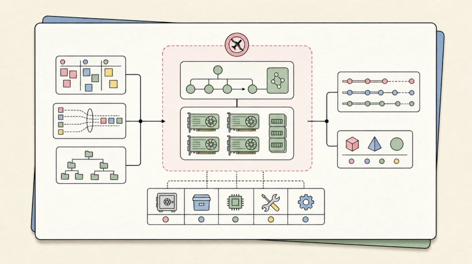 Abstract systems illustration for Pattern 5: Air-Gapped on Your Own GPUs