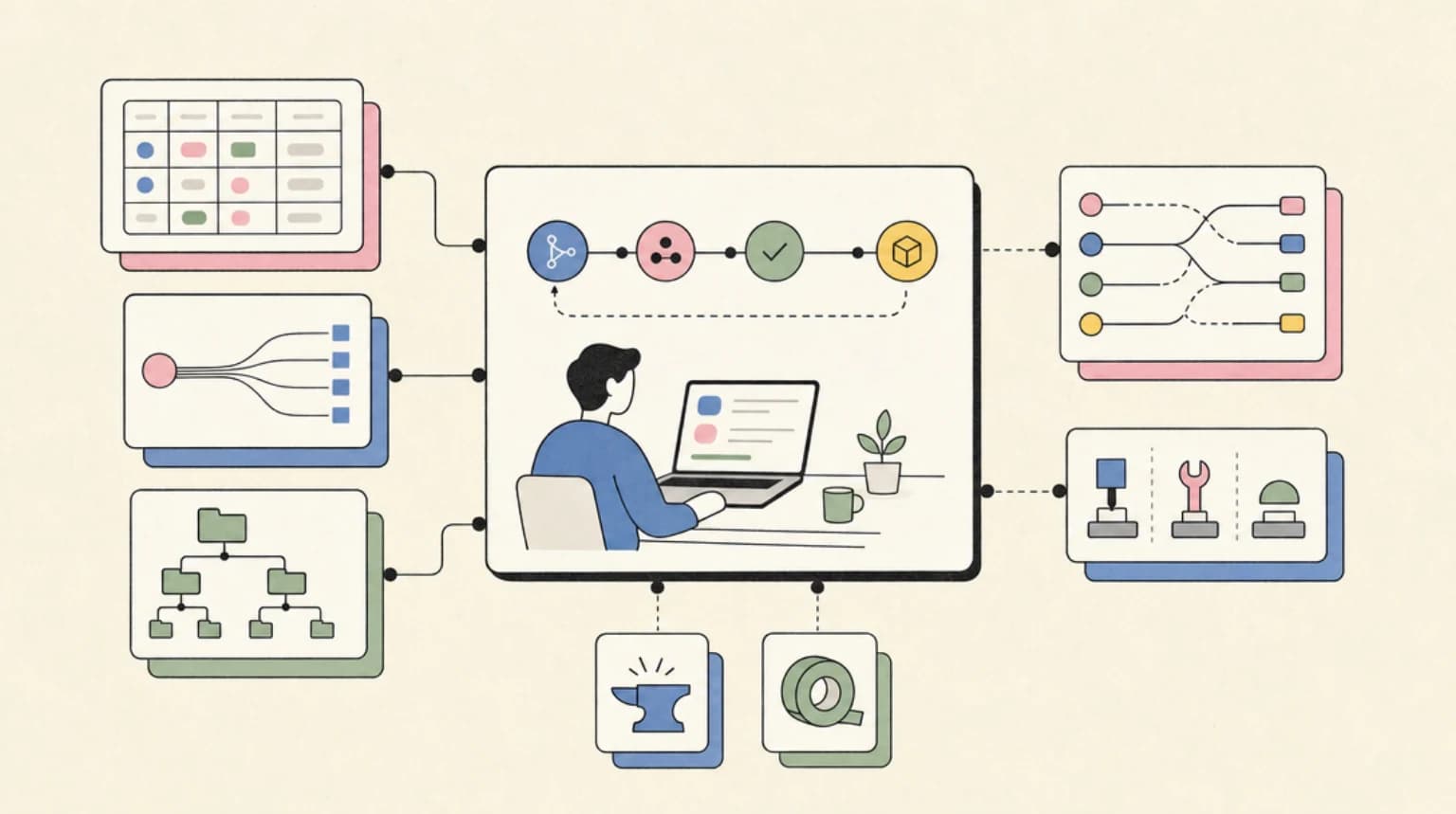 Abstract systems illustration for Both in the Daily Flow