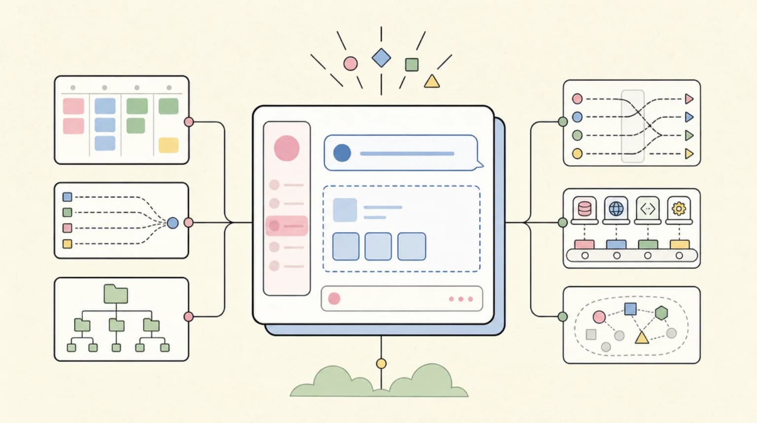 Abstract systems illustration for When I Would Reach For CopilotKit First