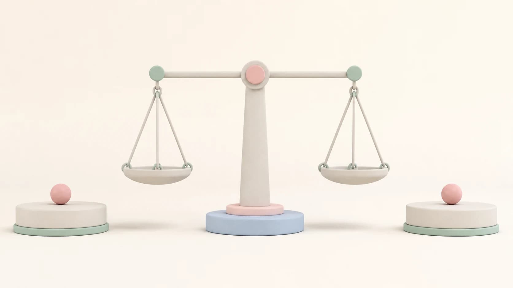 Abstract 3D render of two options weighed side by side